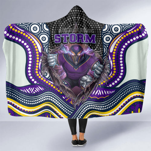 Melbourne Storm Hooded Blanket The Scream of Lightning Eyes - Indigenous Dot Ripping Effect
