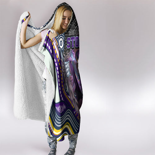Melbourne Storm Hooded Blanket The Scream of Lightning Eyes - Indigenous Dot Ripping Effect