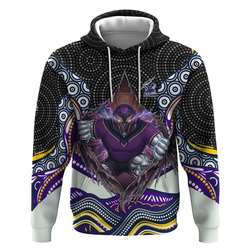 Melbourne Storm Hoodie The Scream of Lightning Eyes - Indigenous Dot Ripping Effect