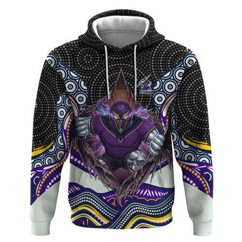 Melbourne Storm Hoodie The Scream of Lightning Eyes - Indigenous Dot Ripping Effect