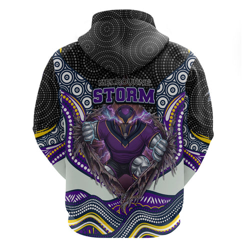 Melbourne Storm Hoodie The Scream of Lightning Eyes - Indigenous Dot Ripping Effect