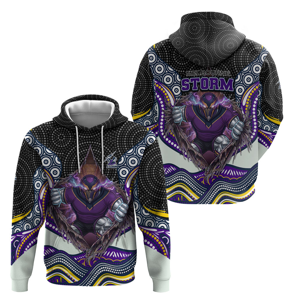 Melbourne Storm Hoodie The Scream of Lightning Eyes - Indigenous Dot Ripping Effect