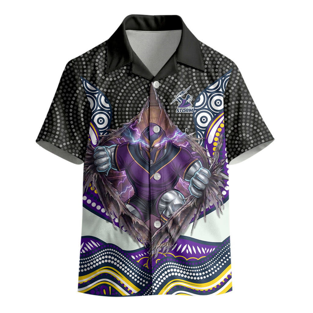 Melbourne Storm Kid Hawaiian Shirt The Scream of Lightning Eyes - Indigenous Dot Ripping Effect