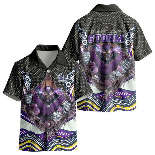 Melbourne Storm Kid Hawaiian Shirt The Scream of Lightning Eyes - Indigenous Dot Ripping Effect