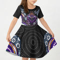 Melbourne Storm Kid Short Sleeve Dress The Scream of Lightning Eyes - Indigenous Dot Ripping Effect