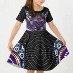 Melbourne Storm Kid Short Sleeve Dress The Scream of Lightning Eyes - Indigenous Dot Ripping Effect