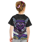 Melbourne Storm Kid T Shirt The Scream of Lightning Eyes - Indigenous Dot Ripping Effect