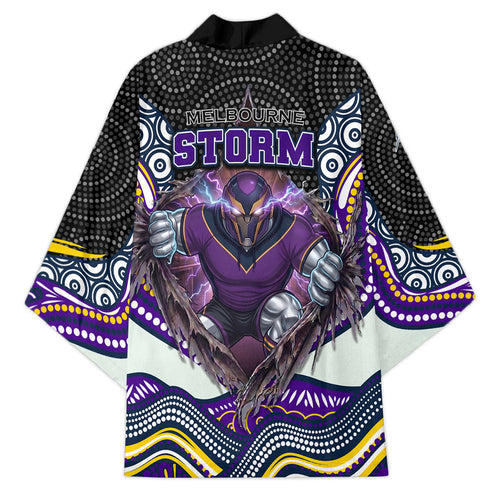 Melbourne Storm Kimono The Scream of Lightning Eyes - Indigenous Dot Ripping Effect