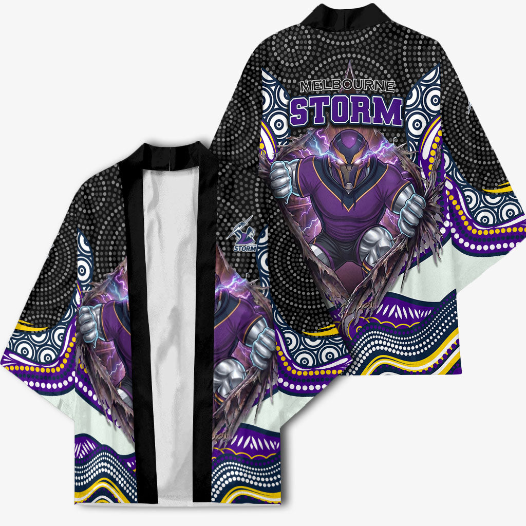 Melbourne Storm Kimono The Scream of Lightning Eyes - Indigenous Dot Ripping Effect