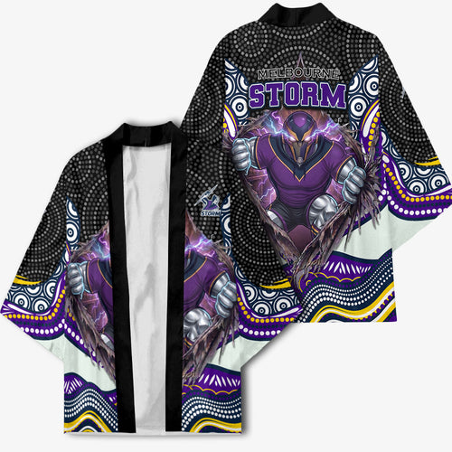 Melbourne Storm Kimono The Scream of Lightning Eyes - Indigenous Dot Ripping Effect