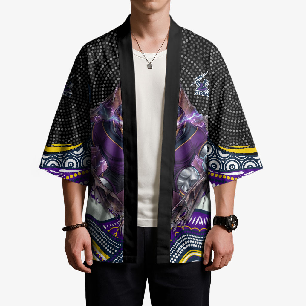 Melbourne Storm Kimono The Scream of Lightning Eyes - Indigenous Dot Ripping Effect