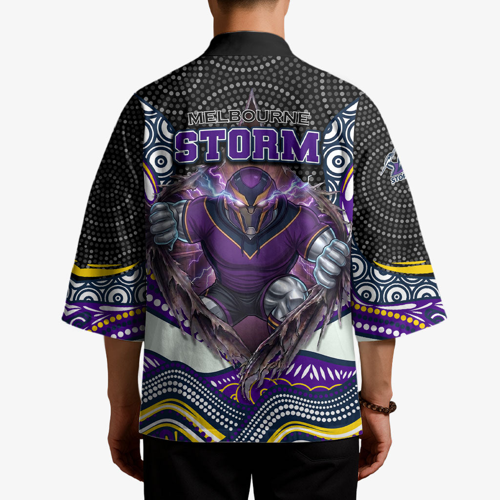 Melbourne Storm Kimono The Scream of Lightning Eyes - Indigenous Dot Ripping Effect