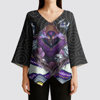 Melbourne Storm Kimono Sleeve Blouse The Scream of Lightning Eyes - Indigenous Dot Ripping Effect
