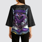Melbourne Storm Kimono Sleeve Blouse The Scream of Lightning Eyes - Indigenous Dot Ripping Effect