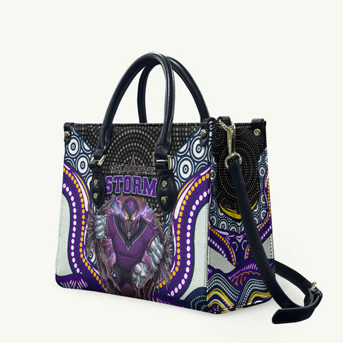 Melbourne Storm Leather Bag The Scream of Lightning Eyes - Indigenous Dot Ripping Effect