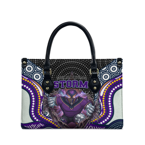 Melbourne Storm Leather Bag The Scream of Lightning Eyes - Indigenous Dot Ripping Effect