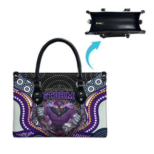 Melbourne Storm Leather Bag The Scream of Lightning Eyes - Indigenous Dot Ripping Effect