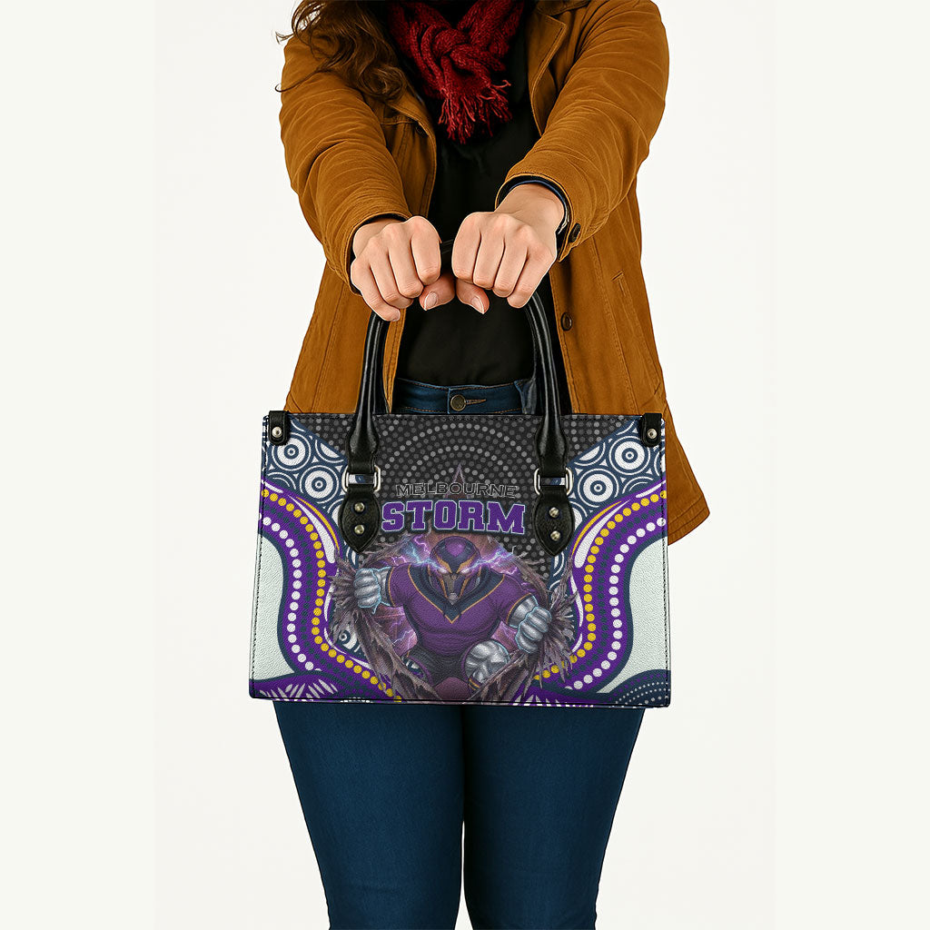 Melbourne Storm Leather Bag The Scream of Lightning Eyes - Indigenous Dot Ripping Effect