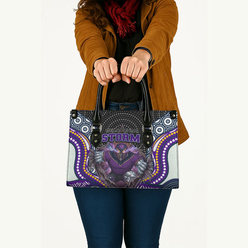 Melbourne Storm Leather Bag The Scream of Lightning Eyes - Indigenous Dot Ripping Effect