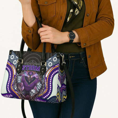 Melbourne Storm Leather Bag The Scream of Lightning Eyes - Indigenous Dot Ripping Effect