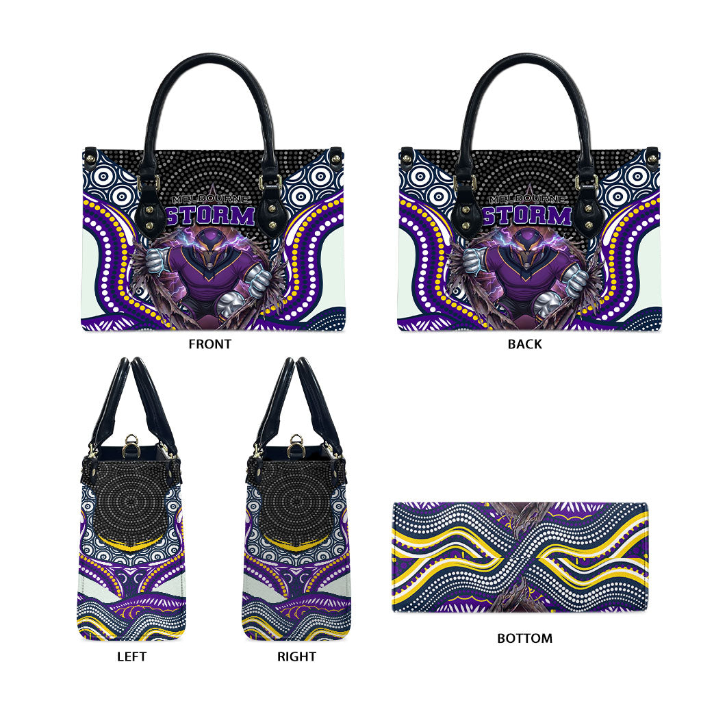 Melbourne Storm Leather Bag The Scream of Lightning Eyes - Indigenous Dot Ripping Effect
