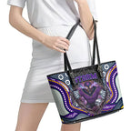 Melbourne Storm Leather Tote Bag The Scream of Lightning Eyes - Indigenous Dot Ripping Effect