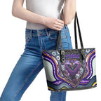 Melbourne Storm Leather Tote Bag The Scream of Lightning Eyes - Indigenous Dot Ripping Effect