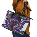 Melbourne Storm Leather Tote Bag The Scream of Lightning Eyes - Indigenous Dot Ripping Effect