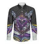 Melbourne Storm Long Sleeve Button Shirt The Scream of Lightning Eyes - Indigenous Dot Ripping Effect
