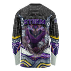 Melbourne Storm Long Sleeve Shirt The Scream of Lightning Eyes - Indigenous Dot Ripping Effect