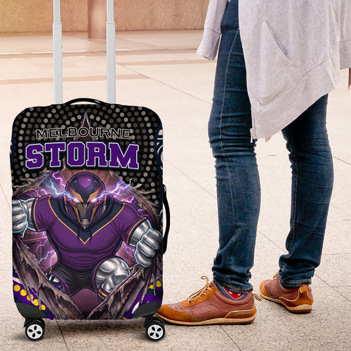 Melbourne Storm Luggage Cover The Scream of Lightning Eyes - Indigenous Dot Ripping Effect