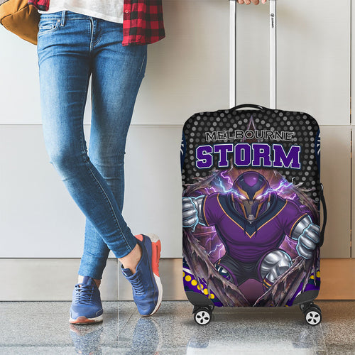 Melbourne Storm Luggage Cover The Scream of Lightning Eyes - Indigenous Dot Ripping Effect