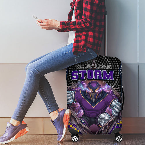 Melbourne Storm Luggage Cover The Scream of Lightning Eyes - Indigenous Dot Ripping Effect