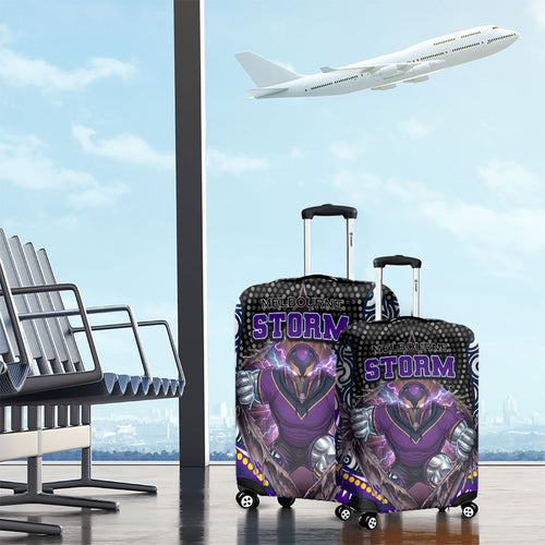 Melbourne Storm Luggage Cover The Scream of Lightning Eyes - Indigenous Dot Ripping Effect