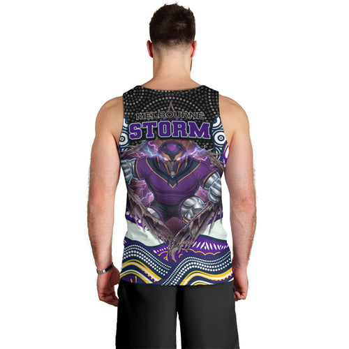 Melbourne Storm Men Tank Top The Scream of Lightning Eyes - Indigenous Dot Ripping Effect