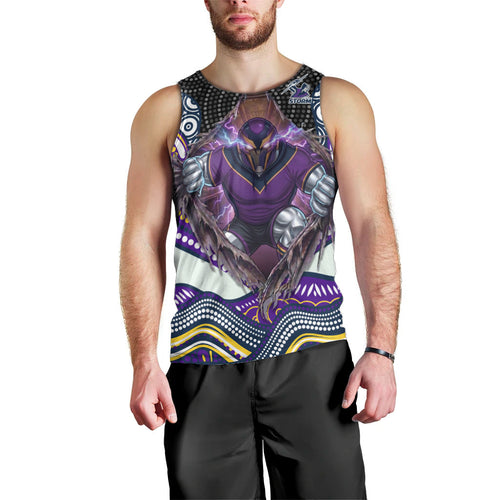 Melbourne Storm Men Tank Top The Scream of Lightning Eyes - Indigenous Dot Ripping Effect