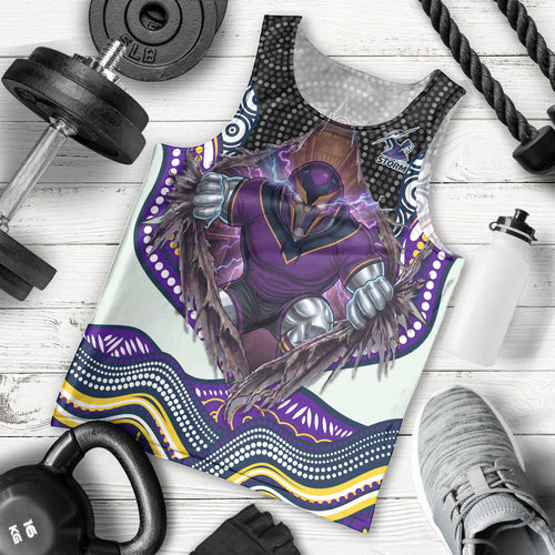 Melbourne Storm Men Tank Top The Scream of Lightning Eyes - Indigenous Dot Ripping Effect