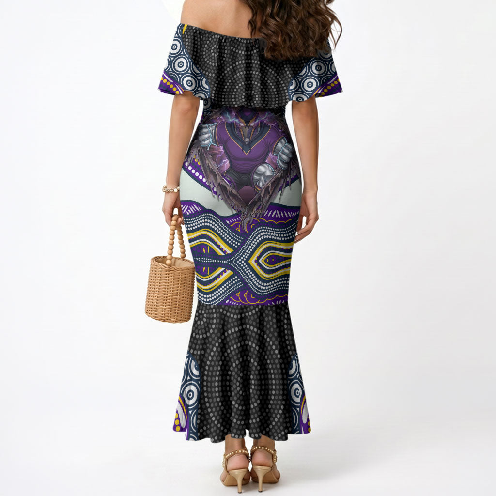 Melbourne Storm Mermaid Dress The Scream of Lightning Eyes - Indigenous Dot Ripping Effect