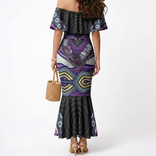 Melbourne Storm Mermaid Dress The Scream of Lightning Eyes - Indigenous Dot Ripping Effect