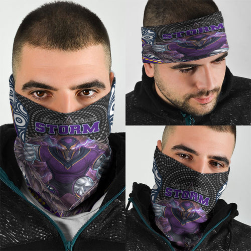 Melbourne Storm Neck Gaiter The Scream of Lightning Eyes - Indigenous Dot Ripping Effect