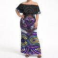 Melbourne Storm Off Shoulder Maxi Dress The Scream of Lightning Eyes - Indigenous Dot Ripping Effect