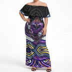 Melbourne Storm Off Shoulder Maxi Dress The Scream of Lightning Eyes - Indigenous Dot Ripping Effect