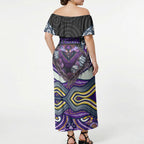 Melbourne Storm Off Shoulder Maxi Dress The Scream of Lightning Eyes - Indigenous Dot Ripping Effect