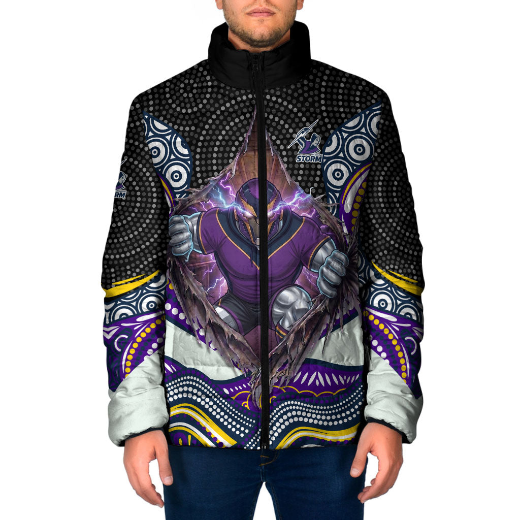 Melbourne Storm Padded Jacket The Scream of Lightning Eyes - Indigenous Dot Ripping Effect