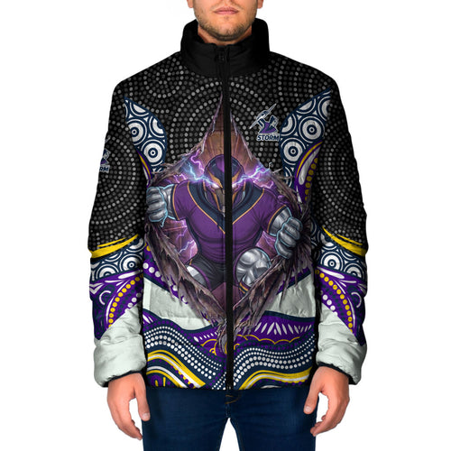 Melbourne Storm Padded Jacket The Scream of Lightning Eyes - Indigenous Dot Ripping Effect