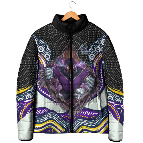 Melbourne Storm Padded Jacket The Scream of Lightning Eyes - Indigenous Dot Ripping Effect