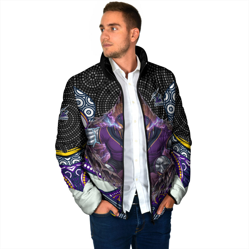 Melbourne Storm Padded Jacket The Scream of Lightning Eyes - Indigenous Dot Ripping Effect
