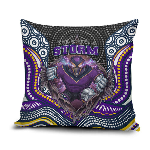 Melbourne Storm Pillow Cover The Scream of Lightning Eyes - Indigenous Dot Ripping Effect
