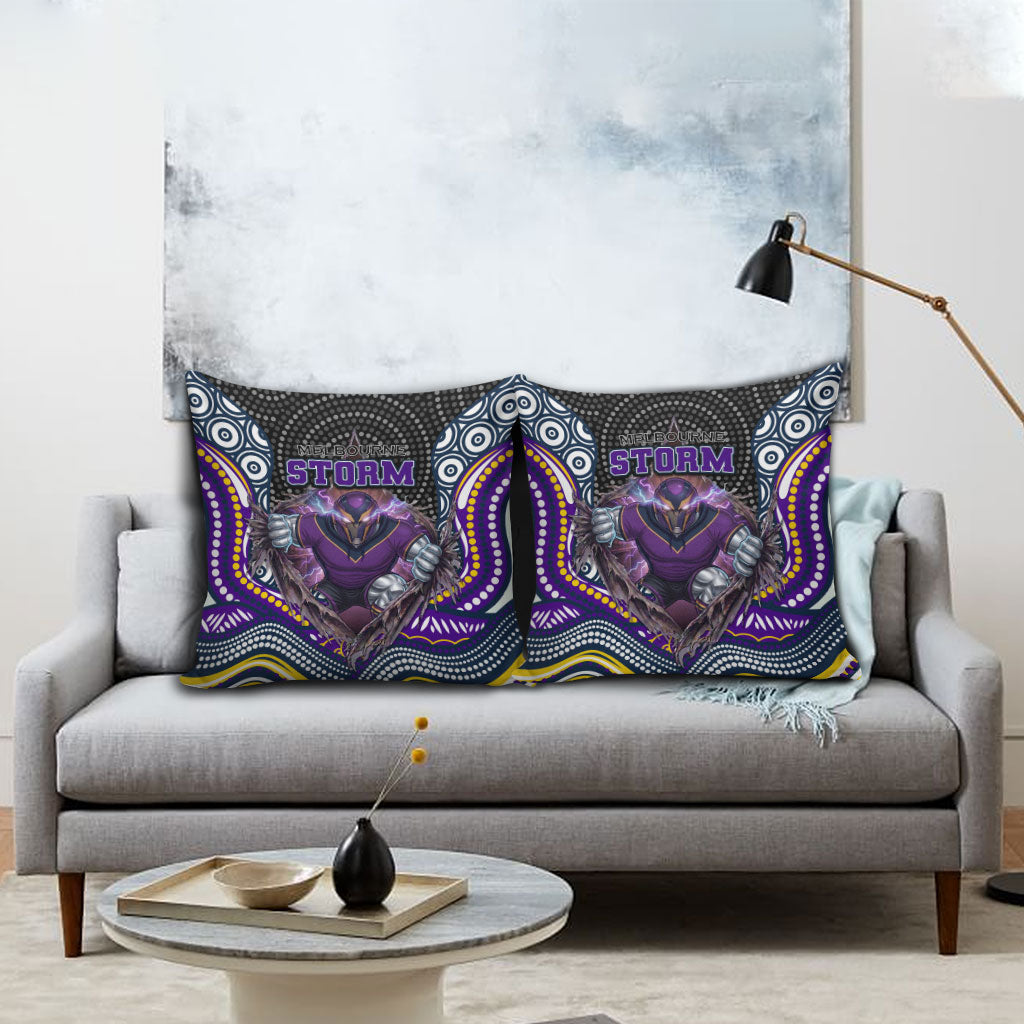 Melbourne Storm Pillow Cover The Scream of Lightning Eyes - Indigenous Dot Ripping Effect