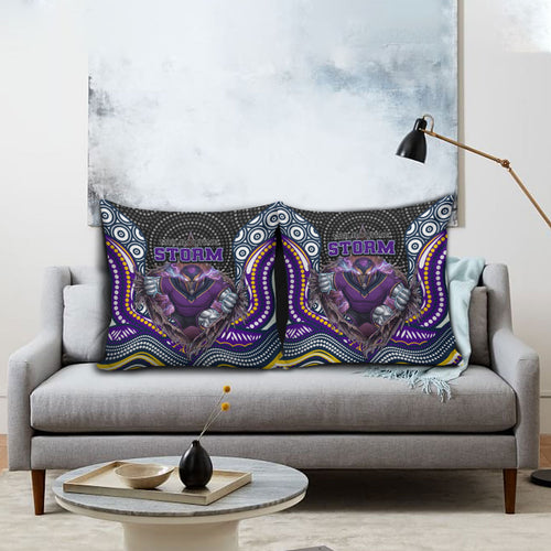 Melbourne Storm Pillow Cover The Scream of Lightning Eyes - Indigenous Dot Ripping Effect